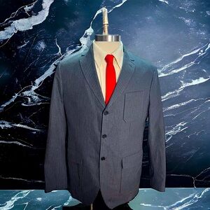 Banana Republic Modern Fit Men Medium Grey Light Grey Striped Suit Jacket Sz 44L